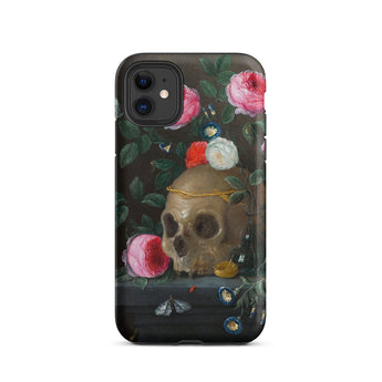 Vanitas Still Life - Jan Van Kessel Phone Case Iphone 11 / Matte Skull Floral Phone Case Jan Kessel, Kessel Arranges, Balancing