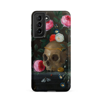 Vanitas Still Life - Jan Van Kessel Samsung Case, Galaxy S21 Fe / Matte, Smartphone Case Dark Floral Skull Design