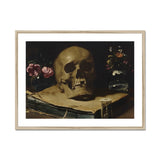 Vanitas Still Life with a Skull Atop Book - Guercino Art Print, Skull Exposed Teeth Book