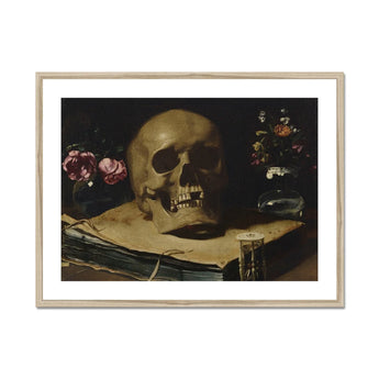 Vanitas Still Life with a Skull Atop Book - Guercino Art Print, Skull Exposed Teeth Book