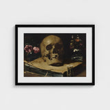 Vanitas Still Life with a Skull Atop Book - Guercino Art Print / Canvas Guercino’s Amber Chiaroscuro, Rests, Weathered Folio Prints