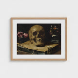 Vanitas Still Life with a Skull Atop Book - Guercino Art Print / Canvas Guercino’s Amber Chiaroscuro, Rests, Weathered Folio Prints