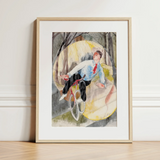 In Vaudeville the Bicycle Rider - Charles Demuth Art Print / Canvas, 12x16’’ / 31x41cm / Natural Frame / Matboard, Posters Prints & Visual