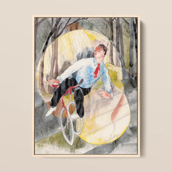 In Vaudeville the Bicycle Rider - Charles Demuth Art Print / Canvas, 12x16’’ / 31x41cm / Natural Frame, Posters Prints & Visual Artwork,