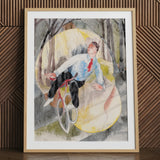 In Vaudeville the Bicycle Rider - Charles Demuth Art Print / Canvas, 24x32’’ / 61x81cm / Natural Frame / Matboard, Posters Prints & Visual