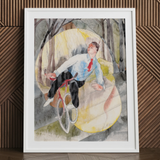 In Vaudeville the Bicycle Rider - Charles Demuth Art Print / Canvas, 24x32’’ / 61x81cm / White Frame / Matboard, Posters Prints & Visual