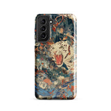 Velvet Rogue - Surreal White Tiger Art Phone Case Samsung Galaxy S21 / Gloss Vibrant Artistic Phone Case White Tiger Amidst Patterns