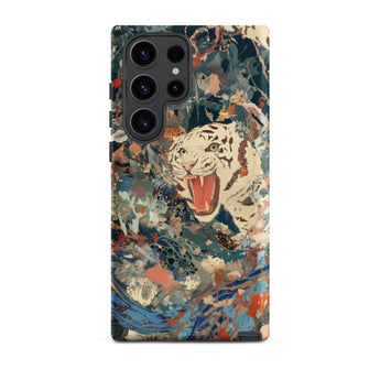 Velvet Rogue - Surreal White Tiger Art Phone Case Samsung Galaxy S23 Ultra / Matte Vibrant Abstractly Painted Phone Case White Tiger Black