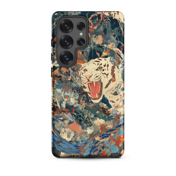 Velvet Rogue - Surreal White Tiger Art Phone Case Samsung Galaxy S25 Ultra / Matte Vibrant Abstractly Painted Black, Iphone Mobile Cases