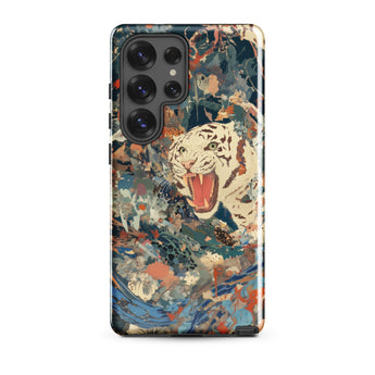 Velvet Rogue - Surreal White Tiger Art Phone Case Samsung Galaxy S25 Ultra / Gloss Vibrant Abstractly Painted Phone Case White Tiger Black