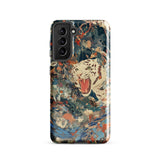 Velvet Rogue - Surreal White Tiger Art Phone Case Samsung Galaxy S21 / Gloss Vibrant Artistic Phone Case White Tiger Amidst Patterns