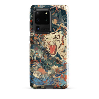 Velvet Rogue - Surreal White Tiger Art Phone Case Samsung Galaxy S20 Ultra / Gloss Vibrant Artistic Phone Case White Tiger Amidst Patterns