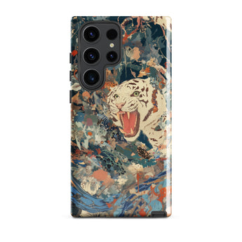 Velvet Rogue - Surreal White Tiger Art Phone Case Samsung Galaxy S23 Ultra / Gloss Vibrant Artistic Phone Case White Tiger Black Stripes