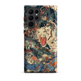 Velvet Rogue - Surreal White Tiger Art Phone Case Samsung Galaxy S22 Ultra / Matte Vibrant Artistic Phone Case White Tiger Black Stripes