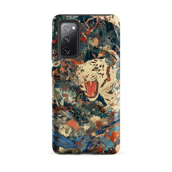 Velvet Rogue - Surreal White Tiger Art Samsung Case, Galaxy S20 Fe / Matte, Phone Case White Tiger Amidst Abstract Colorful Pattern