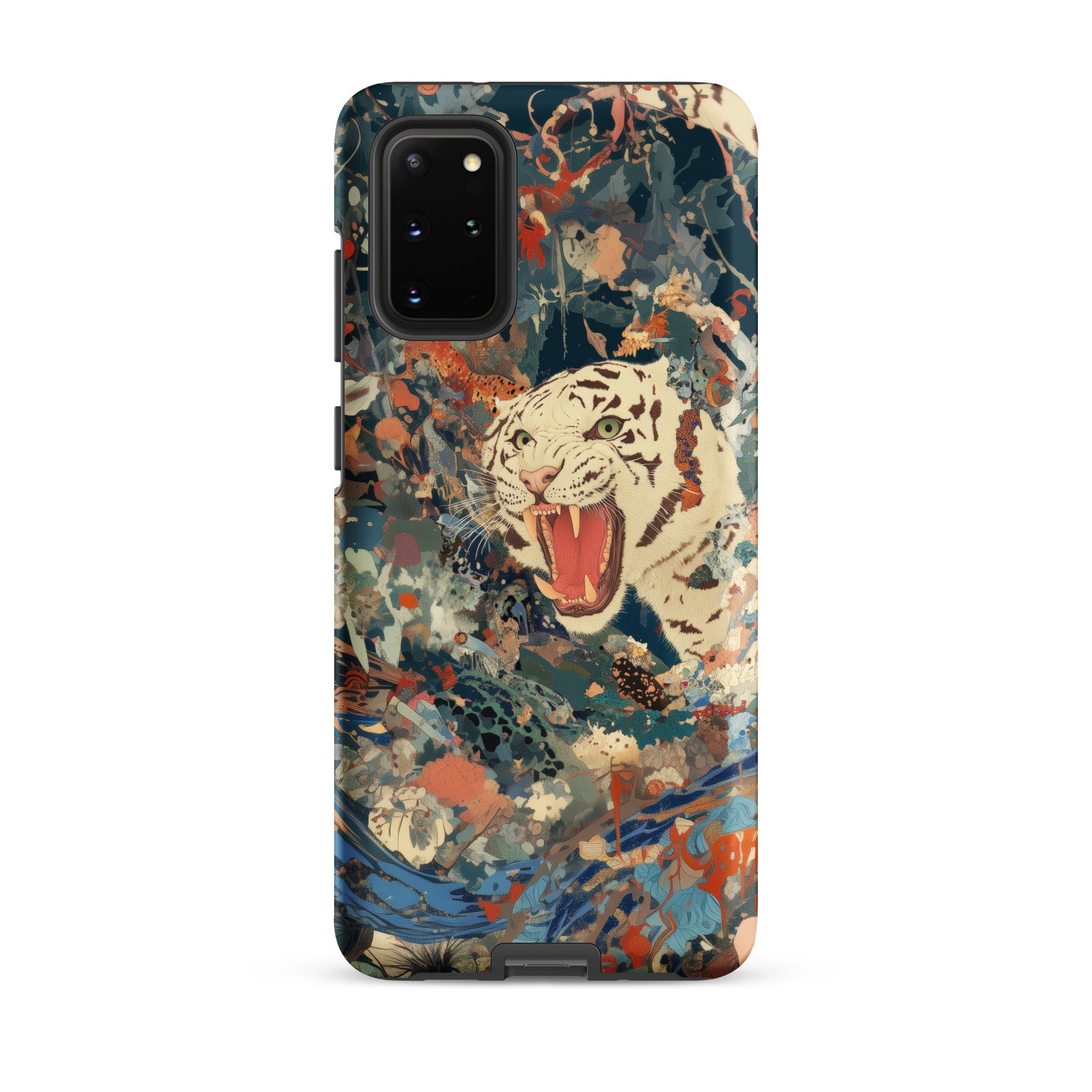 Velvet Rogue Surreal White Tiger Art Samsung Case, Galaxy S20 Plus / Matte, Smartphone Case White Tiger Floral Design