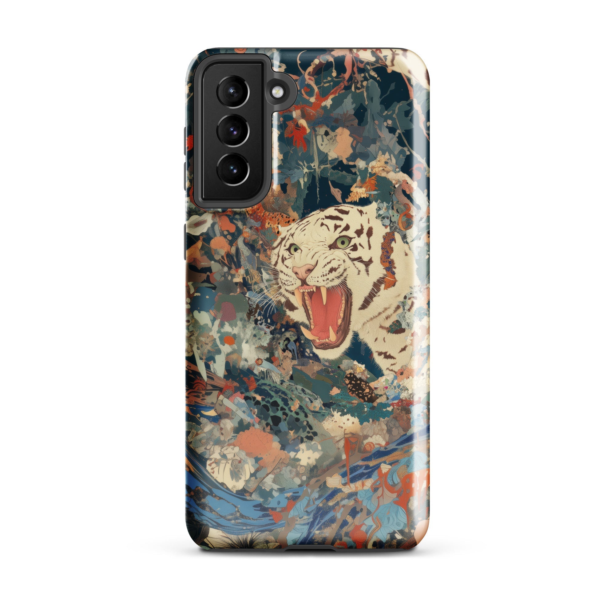 Velvet Rogue Surreal White Tiger Art Samsung Case, Galaxy S21 Plus / Gloss, Smartphone Case Abstract Art Design White Tiger