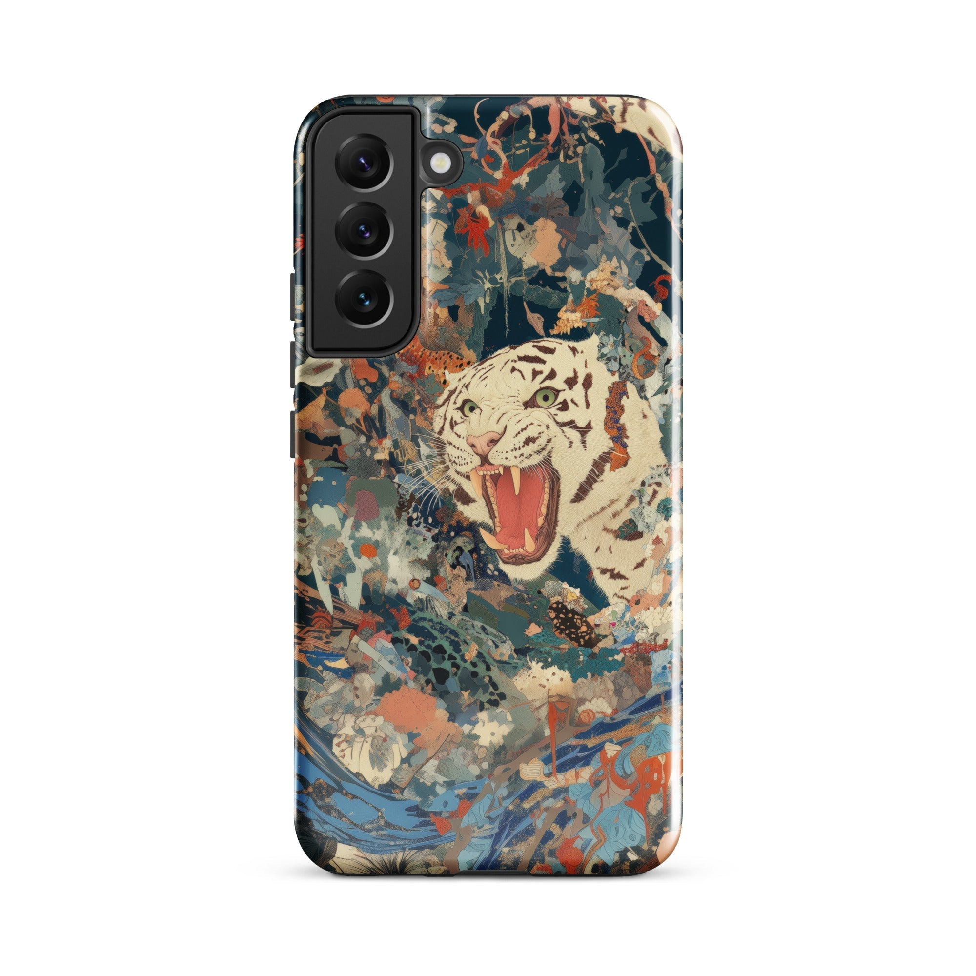 Velvet Rogue Surreal White Tiger Art Samsung Case, Galaxy S22 Plus / Gloss, Smartphone Case Abstract White Tiger Design