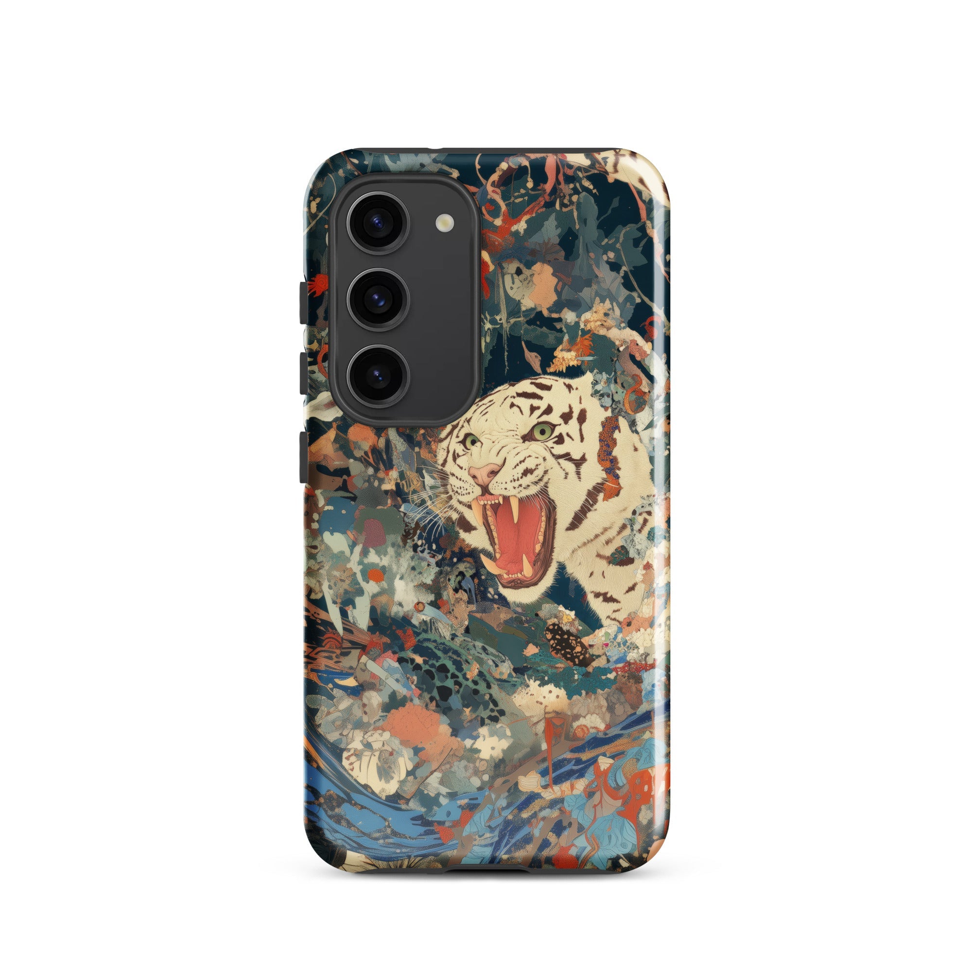 Velvet Rogue Surreal White Tiger Art Samsung Case, Galaxy S23 / Gloss, Smartphone Case Abstract Colorful Design White Tiger