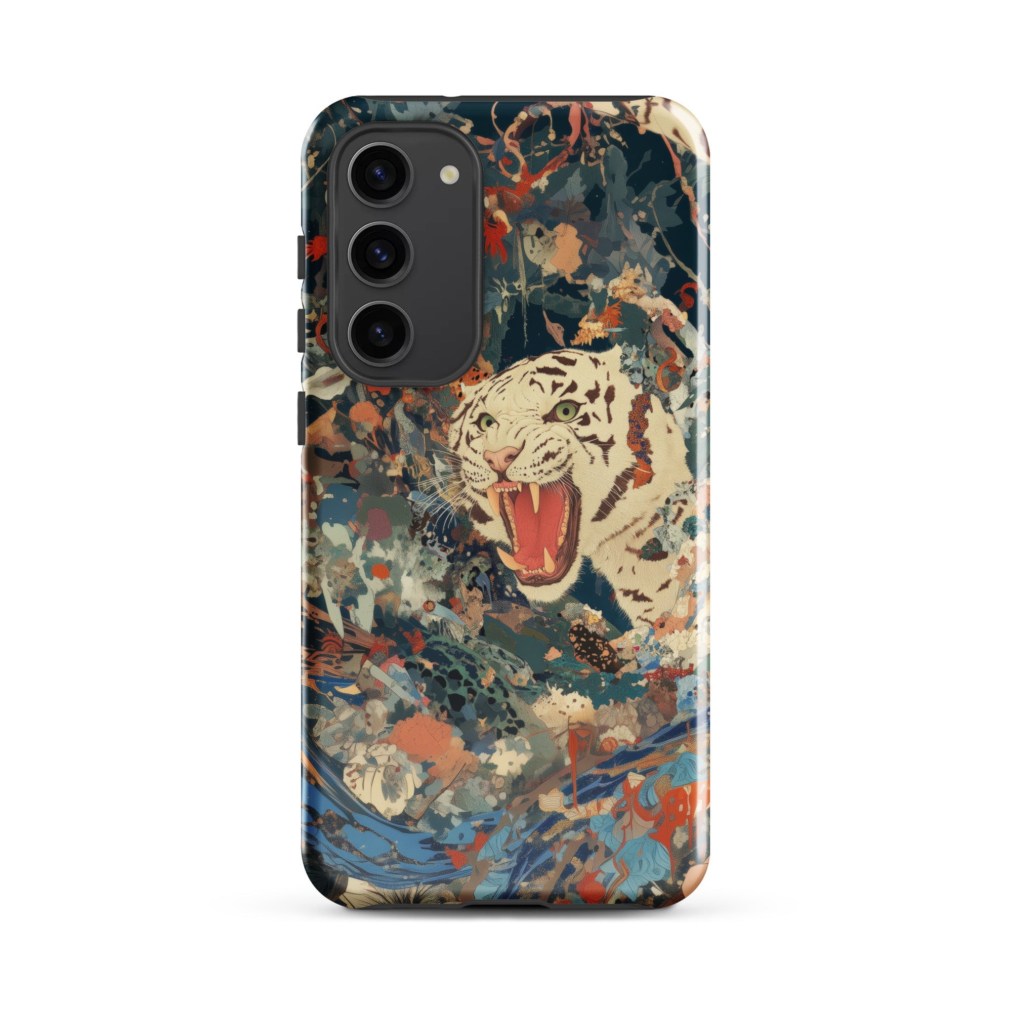 Velvet Rogue Surreal White Tiger Art Samsung Case, Galaxy S23 Plus / Gloss, Phone Case Abstract Art Design White Tiger