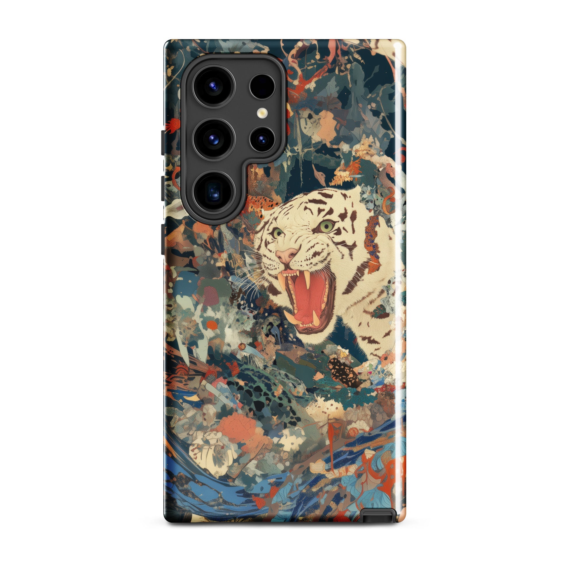Velvet Rogue Surreal White Tiger Art Samsung Case, Galaxy S24 Ultra / Gloss, Samsung Galaxy S23 Ultra Phone Case Abstract Colorful