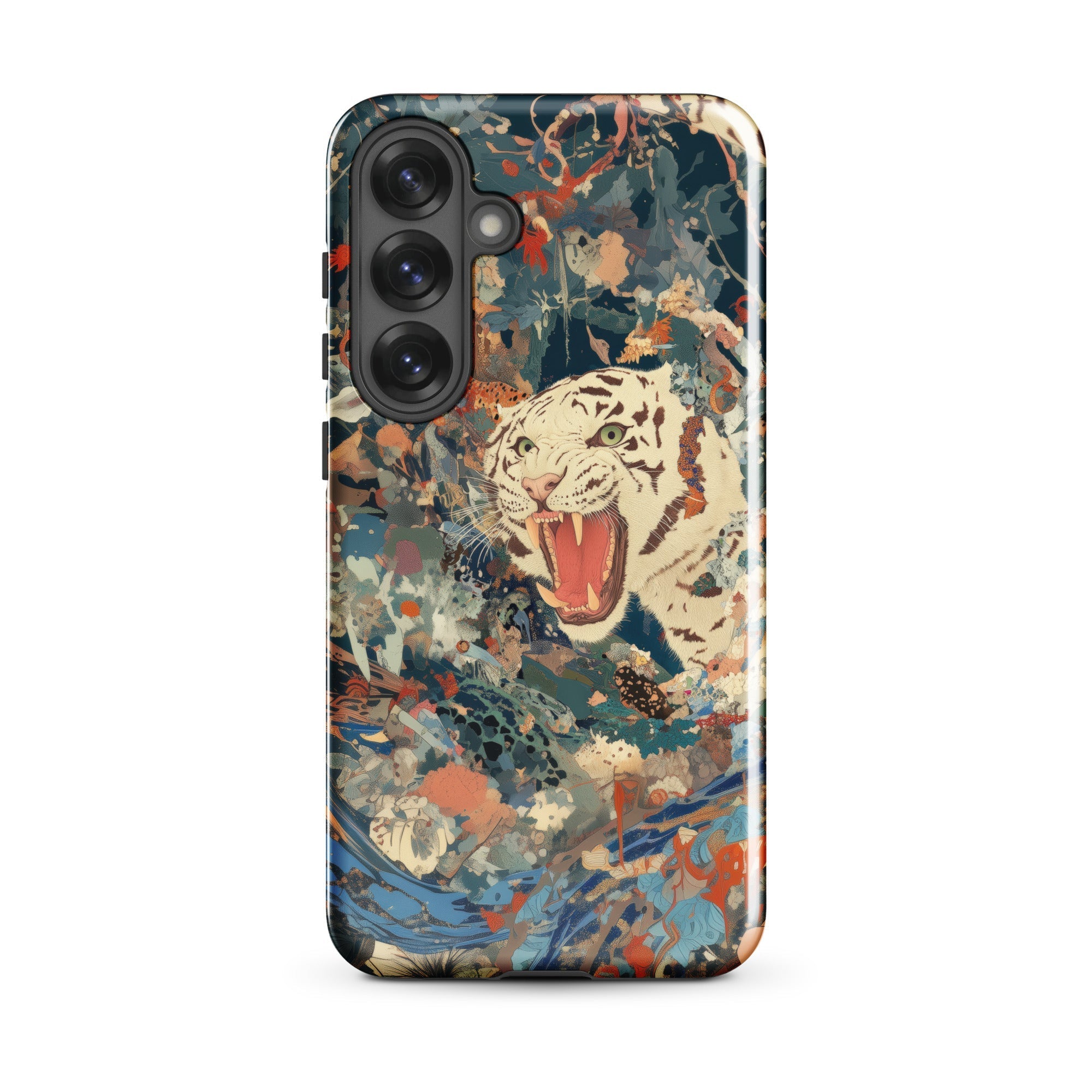 Velvet Rogue Surreal White Tiger Art Samsung Case, Galaxy S25 Plus / Gloss, Phone Case Artistic Depiction Tiger Dark Abstract Colorful