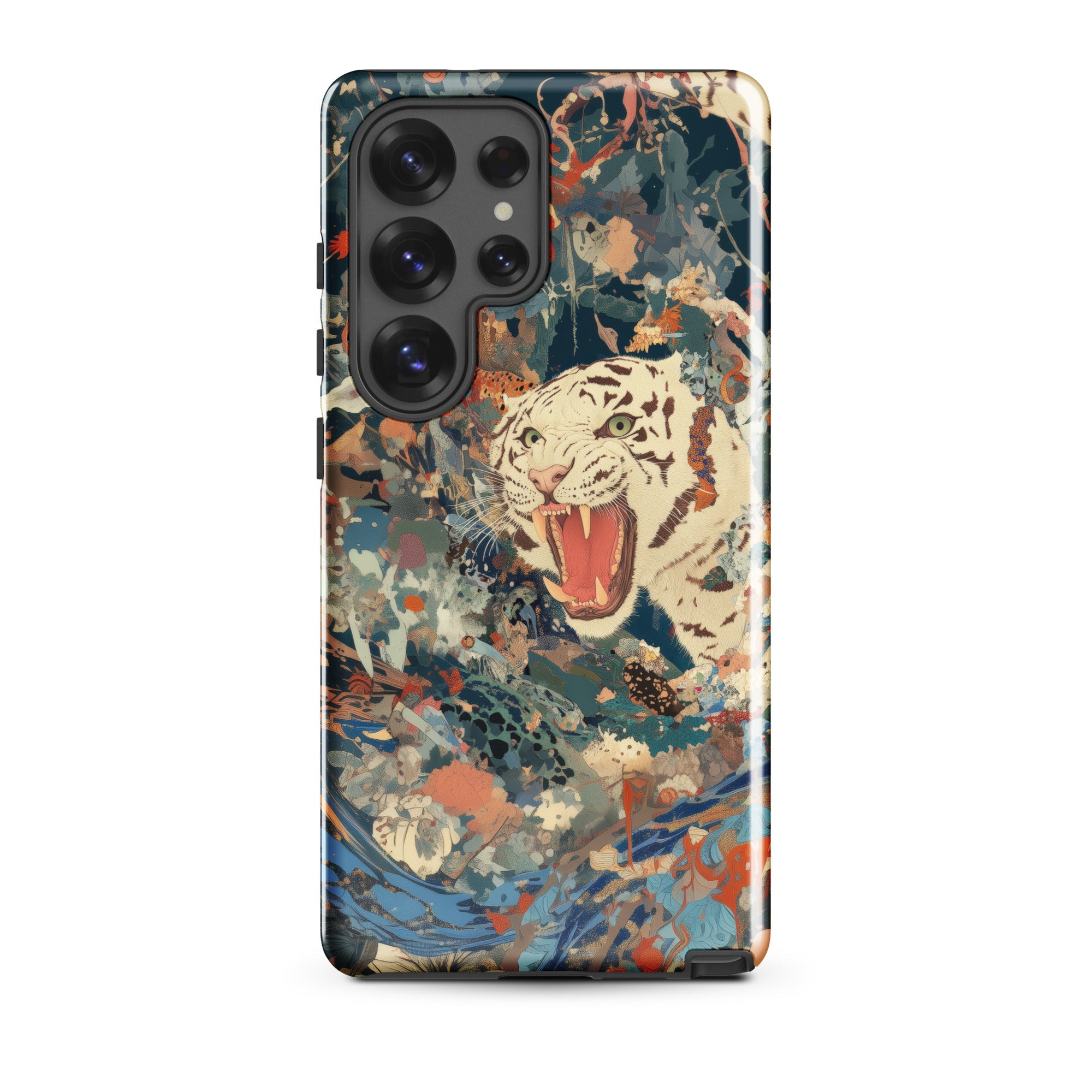 Velvet Rogue Surreal White Tiger Art Samsung Case, Galaxy S25 Ultra / Gloss, Smartphone Protective Case Artistic Rendition White Tiger