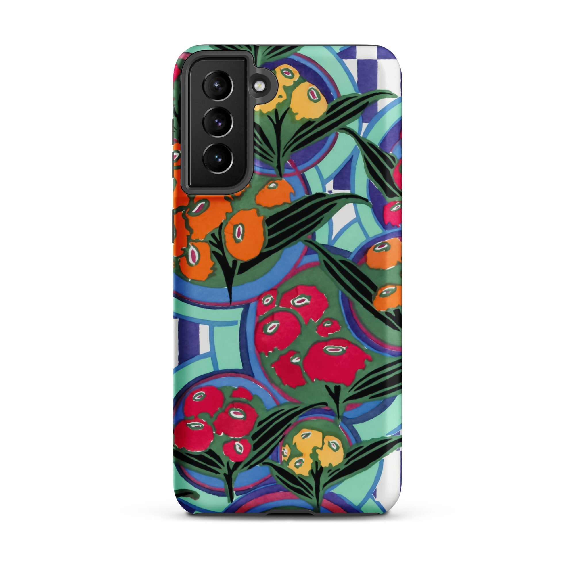 Vibrant Floral Aesthetic E.a. Séguy Samsung Case, Galaxy S21 Plus / Matte, Smartphone Case Vibrant Floral Geometric Pattern Shades Green