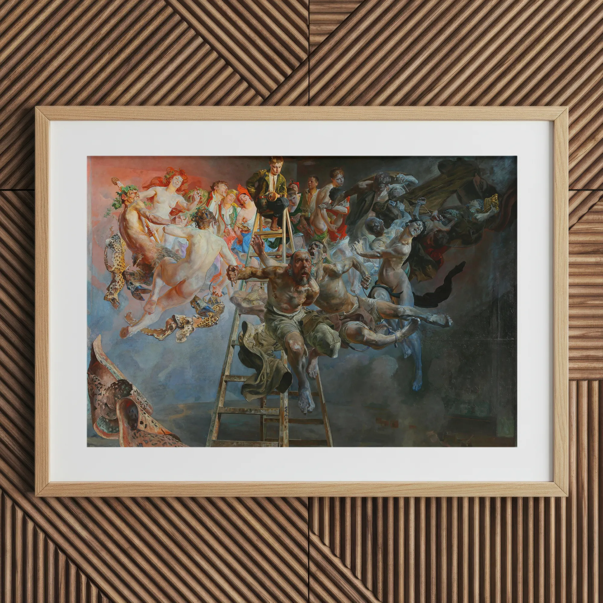 Vicious Circle - Jacek Malczewski Art Print, 30x20’’ / 76x51cm / Natural Frame / 2’’ Matboard, Framed Painting Dramatic Scene Numerous