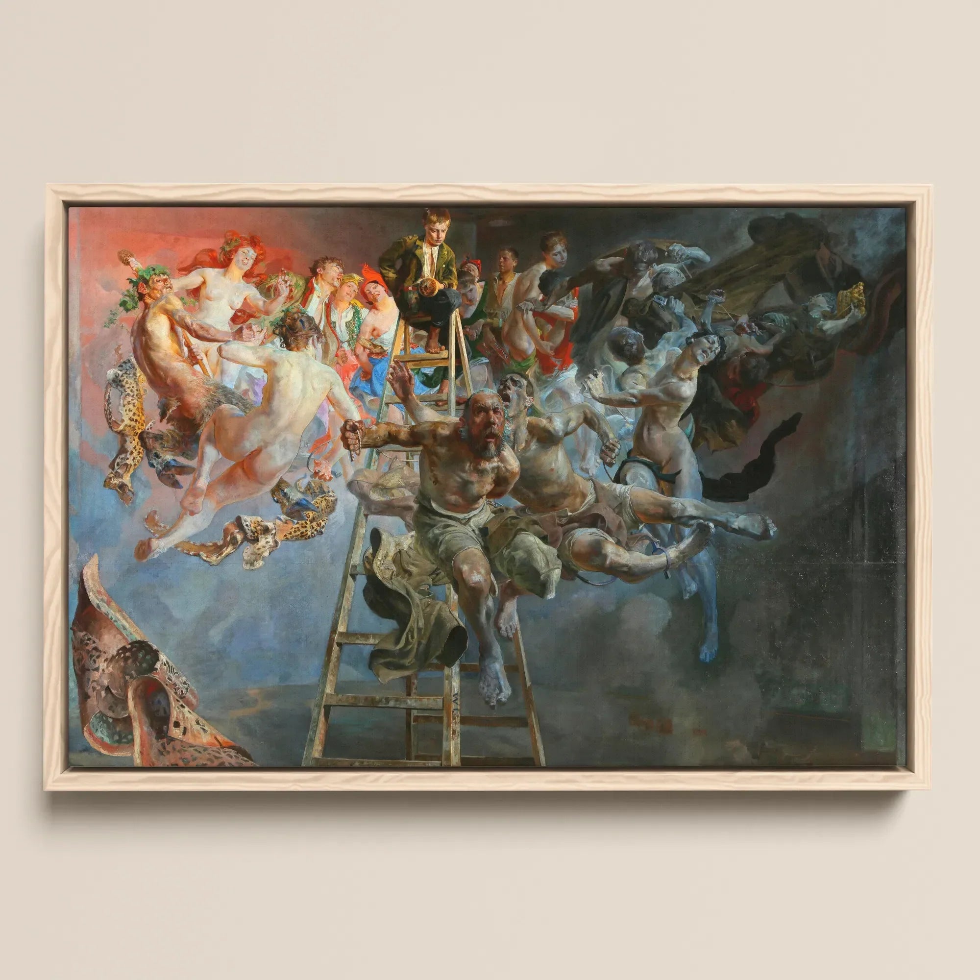 Vicious Circle - Jacek Malczewski Framed Canvas, 18x12’’ / 46x31cm / Natural Floating Frame, Framed Oil Painting Crowded Allegorical Scene