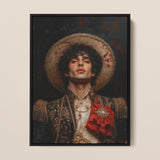 Victor - Gay Matador Art Framed Canvas, 12x16’’ / 31x41cm / Black Floating Frame, Framed Portrait Man Ornate Attire