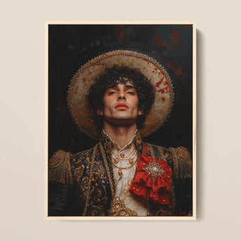 Victor - Gay Matador Art Framed Canvas, 12x16’’ / 31x41cm / Natural Floating Frame, Framed Painting Man Ornate Historical Attire