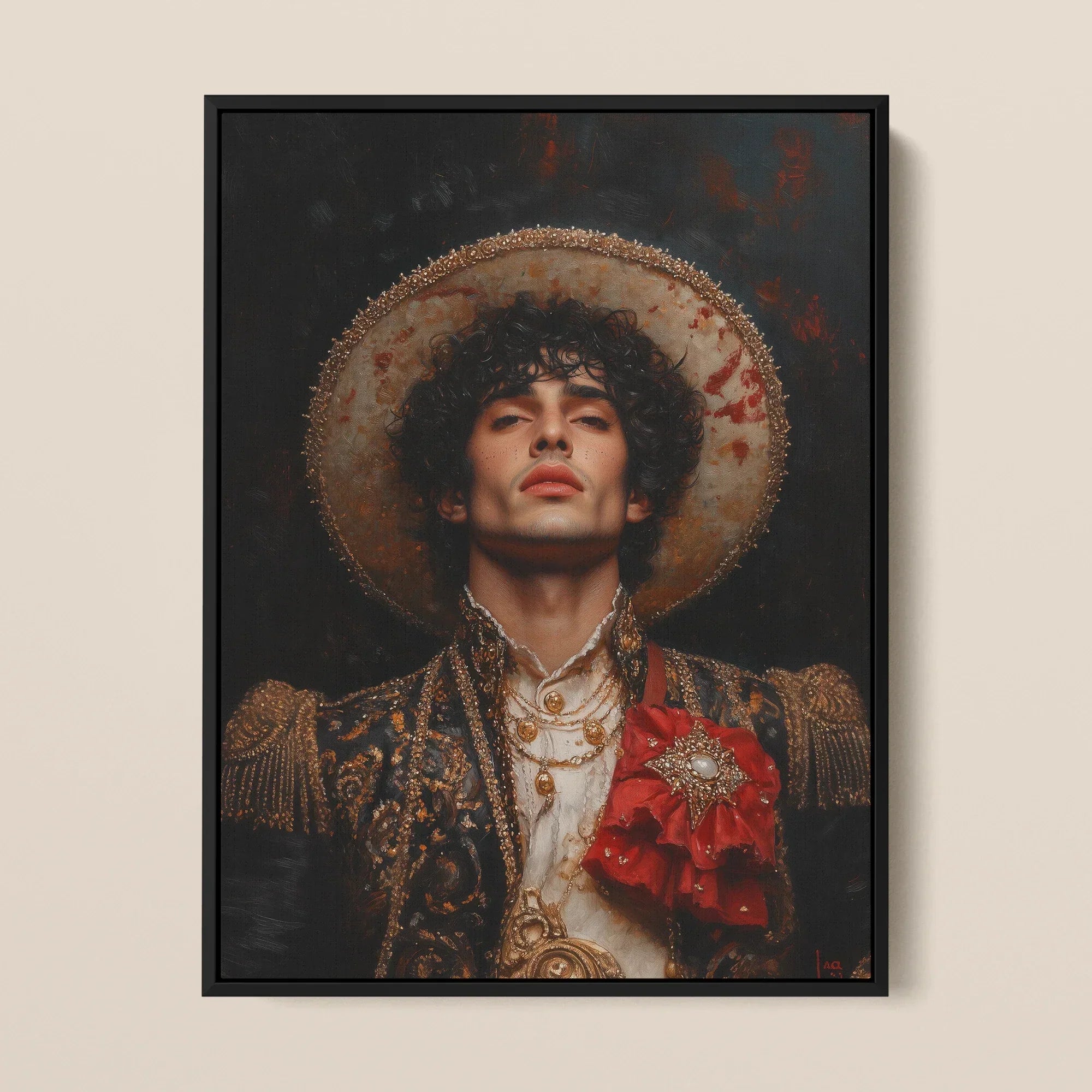 Victor - Gay Matador Art Framed Canvas, Framed Portrait Man Ornate Attire