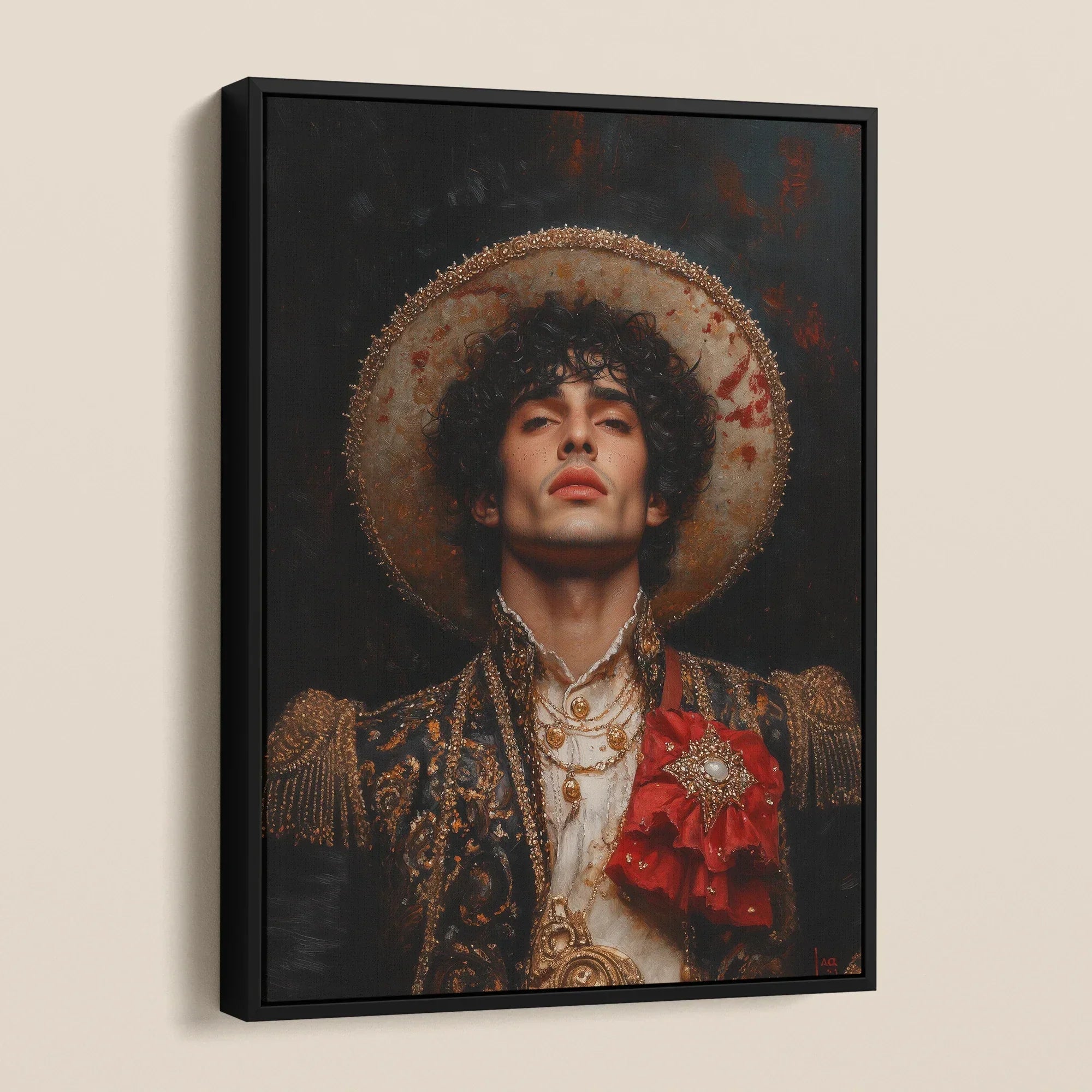 Victor - Gay Matador Art Framed Canvas, Framed Portrait Regal Man