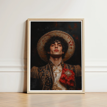 Framed Portrait Man Ornate Darkly Embroidered Military Attire Gay Matador Art, Victor’s Electric Presence, Obliterates Hetero Bullfighting