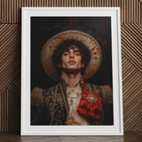 Victor - Gay Matador Art Print / Canvas Framed Portrait Man Ornate Darkly Embroidered Attire Gold Gay Matador Art, Victor’s Electric