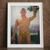 The Victor - Stampa artistica di Osmar Schindler / Tela, 24x32’’ / 61x81cm / Cornice bianca / Passe-partout, Poster, stampe e arte visiva, Toby Leon