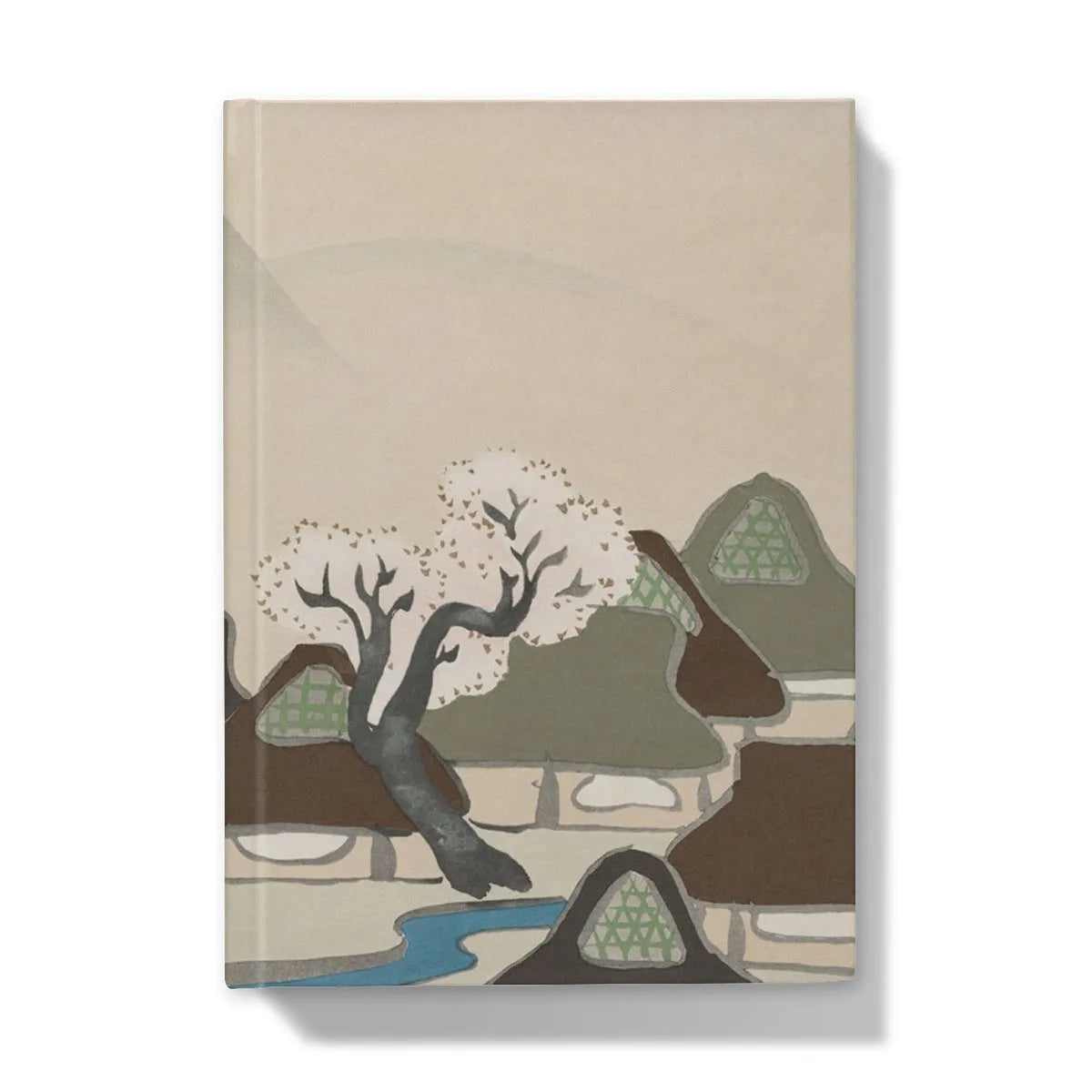 Village With Cherry Blossoms By Kamisaka Sekka Hardback Journal - 5’x7’ / Lined - Notebooks & Notepads - Aesthetic Art