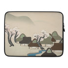 Village Cherry Blossoms - Kamisaka Sekka Laptop Sleeve, Laptop Sleeve Artistic Landscape Design Stylized Trees Mountains