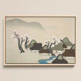 Village Cherry Blossoms - Kamisaka Sekka Meiji Art Print / Canvas, 18x12’’ / 46x31cm / Natural Frame, Posters Prints & Visual Artwork, Toby