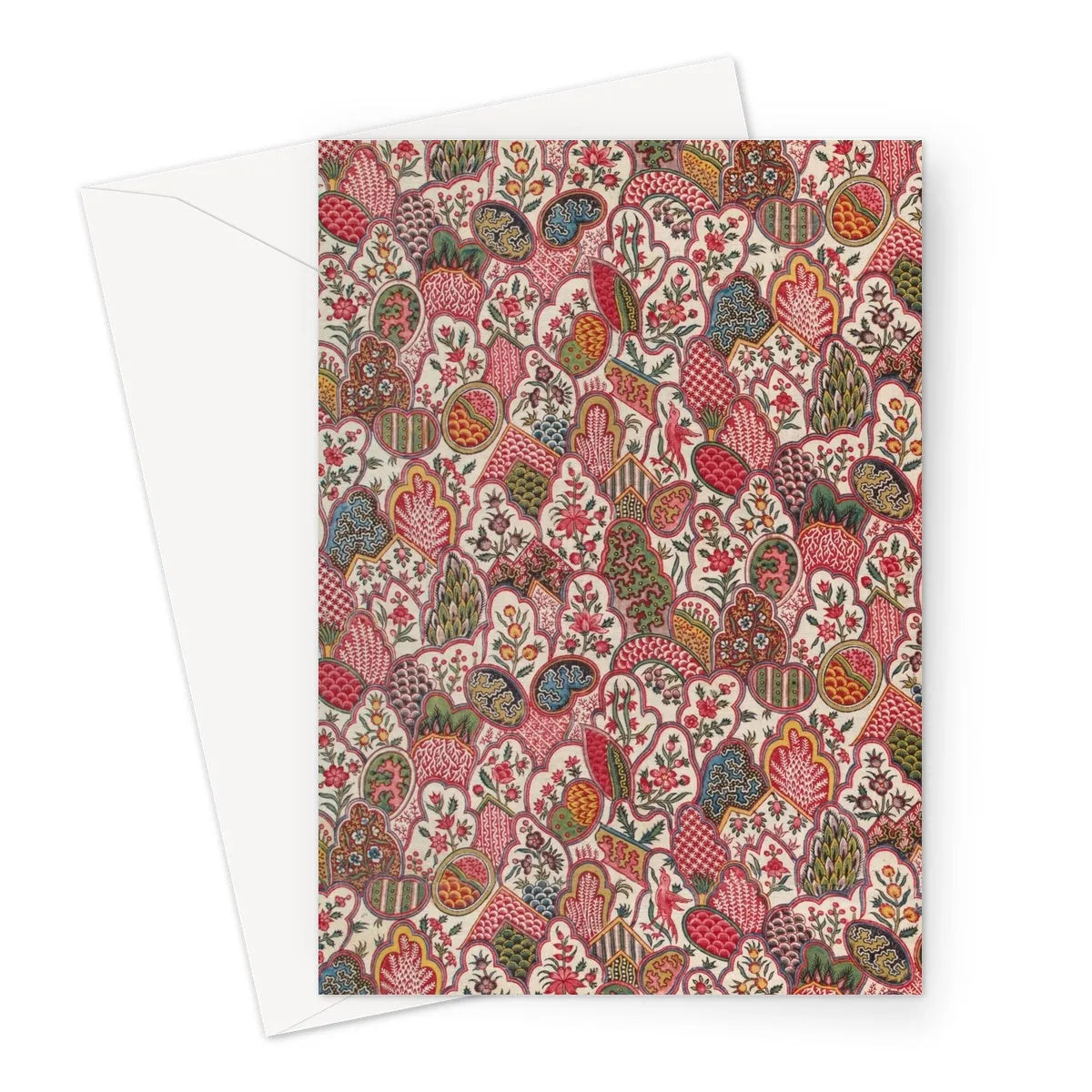 Vintage Floral Pattern Fabric Greeting Card - A5 Portrait / 1 Card - Greeting & Note Cards - Aesthetic Art
