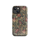 Vintage Floral Pattern Phone Case Iphone 14 / Gloss Vintage-inspired Intricate Red Green Gold Flemish Tapestry Traditions, Burgundy-crimson