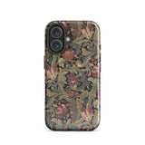 Vintage Floral Pattern Phone Case Iphone 16 / Gloss Vintage-inspired Intricate Red Green Gold Flemish Tapestry Traditions, Burgundy-crimson