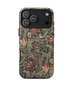 Iphone 17 Pro Max / Matte Vintage Floral Pattern Phone Case Flemish Tapestry Traditions, Burgundy-crimson Blooms Pressing, Herbarium