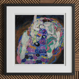 The Virgin - Gustav Klimt Symbolist Art Nouveau Print, 12x12’’ / 31x31cm / Black Frame / 2’’ Matboard, Framed Print Gustav Klimt’s Embrace