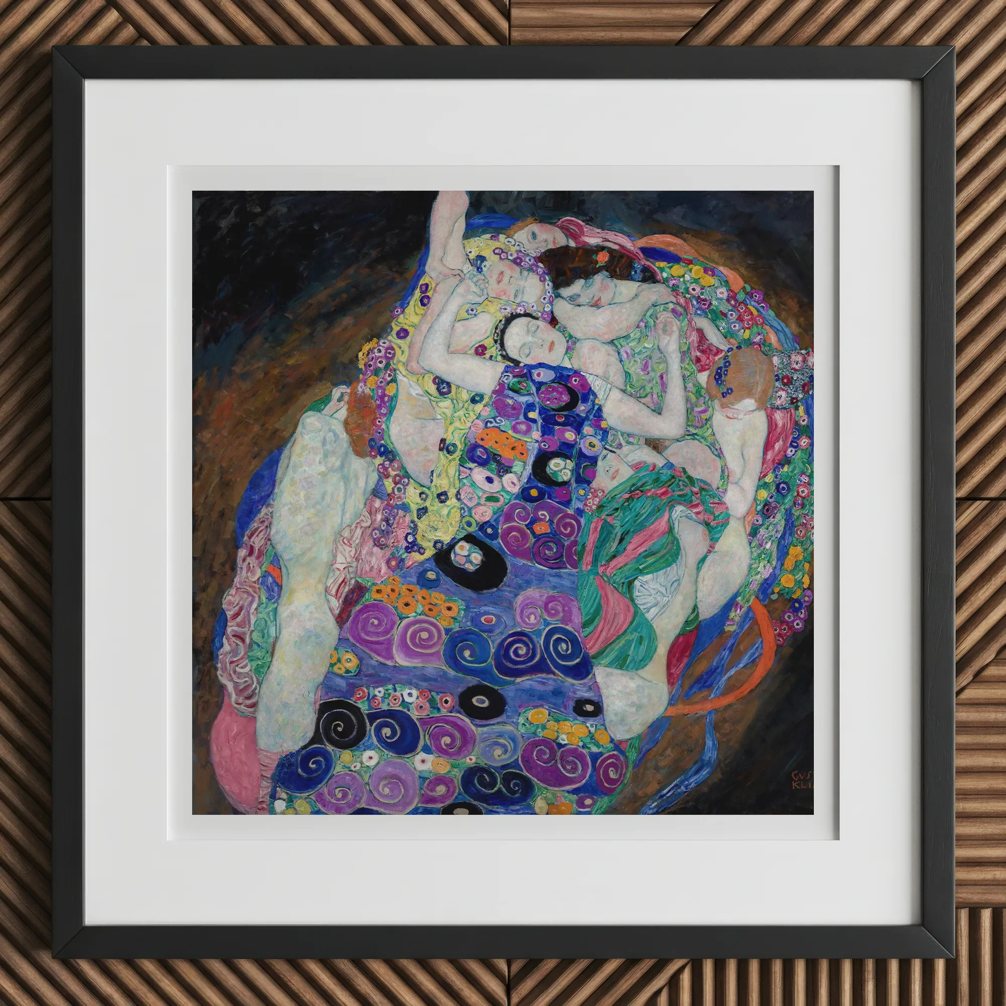 The Virgin - Gustav Klimt Symbolist Art Nouveau Print, 12x12’’ / 31x31cm / Black Frame, Framed Print Gustav Klimt’s Embrace