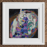 The Virgin - Gustav Klimt Symbolist Art Nouveau Print, 12x12’’ / 31x31cm / White Frame / 2’’ Matboard, Framed Reproduction Gustav Klimt’s