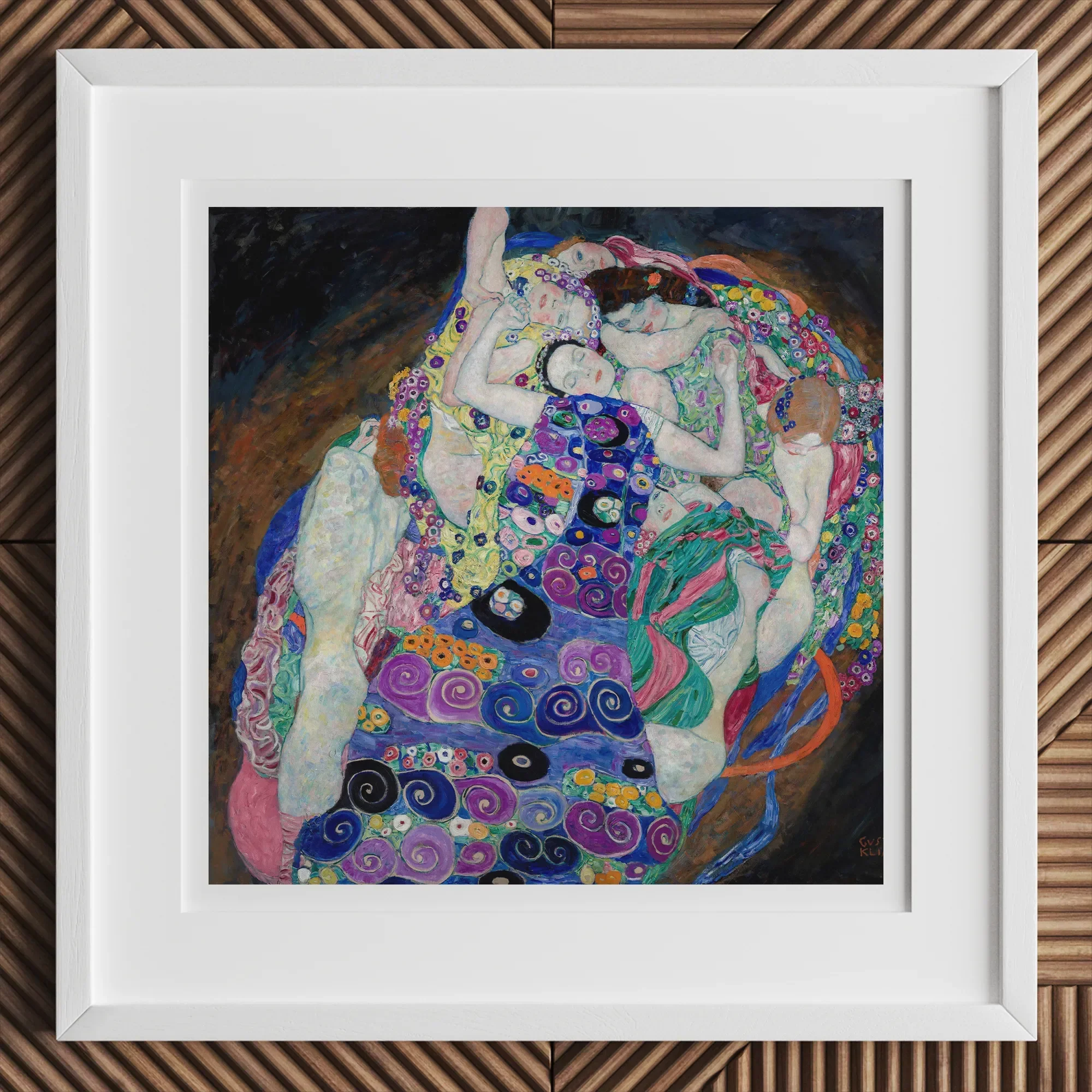 The Virgin - Gustav Klimt Symbolist Art Nouveau Print, 12x12’’ / 31x31cm / White Frame / 2’’ Matboard, Framed Reproduction Gustav Klimt’s