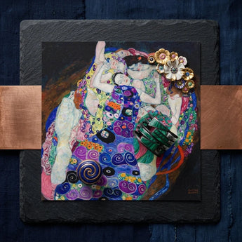 The Virgin - Gustav Klimt Symbolist Art Nouveau Print / Canvas Vibrant Multi-colored Abstract Painting Patterns Floral Embellishments Dark,