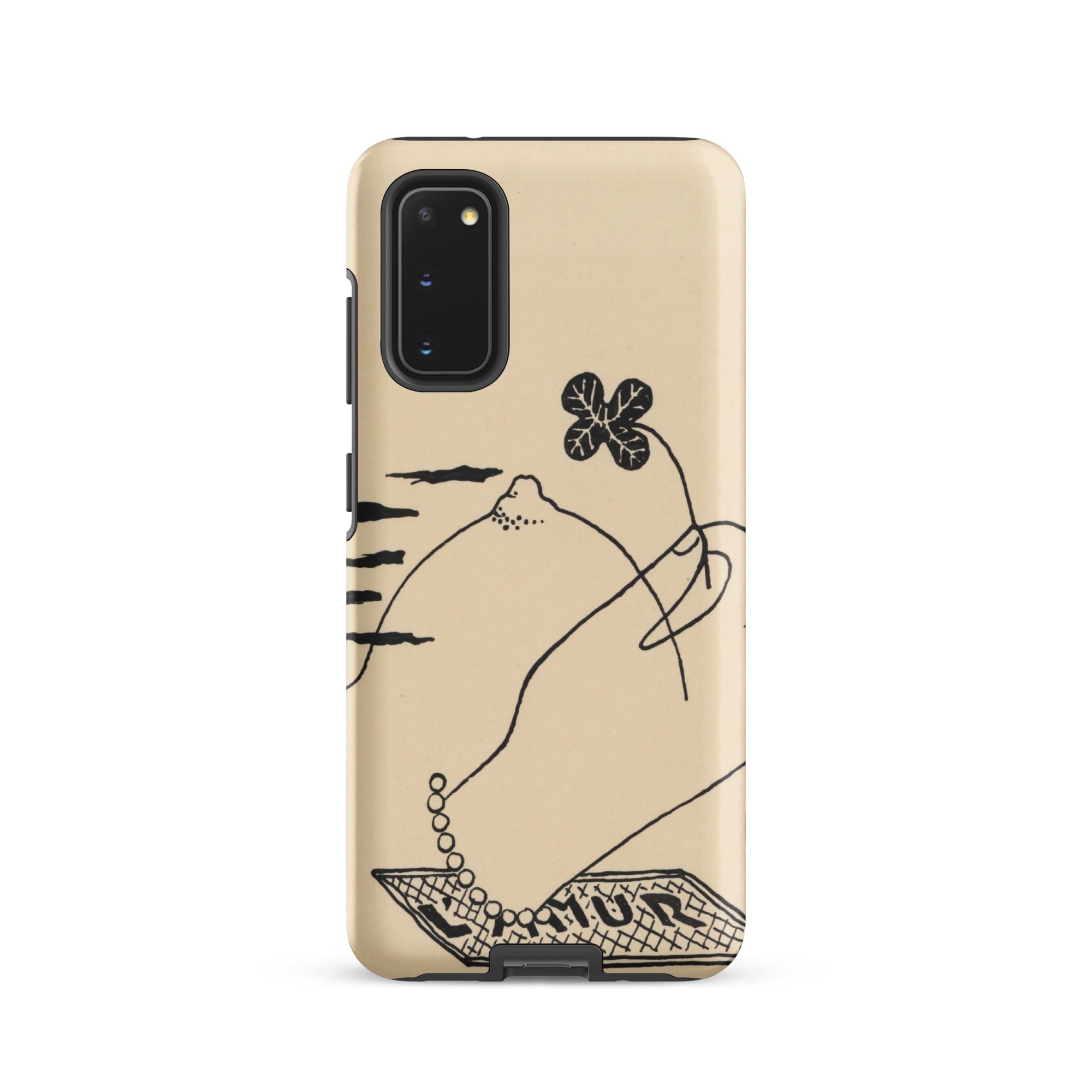 Volcano - Mikulas Galanda Samsung Case, Galaxy S20 / Matte, Beige Phone Case Minimalist Black Line Hand Four-leaf
